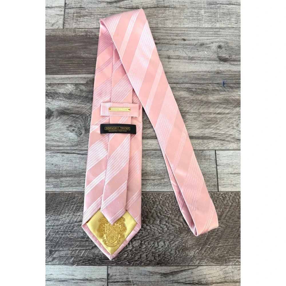 Donald J. Trump Necktie Pink Silk Striped Signature Collection Formal Business